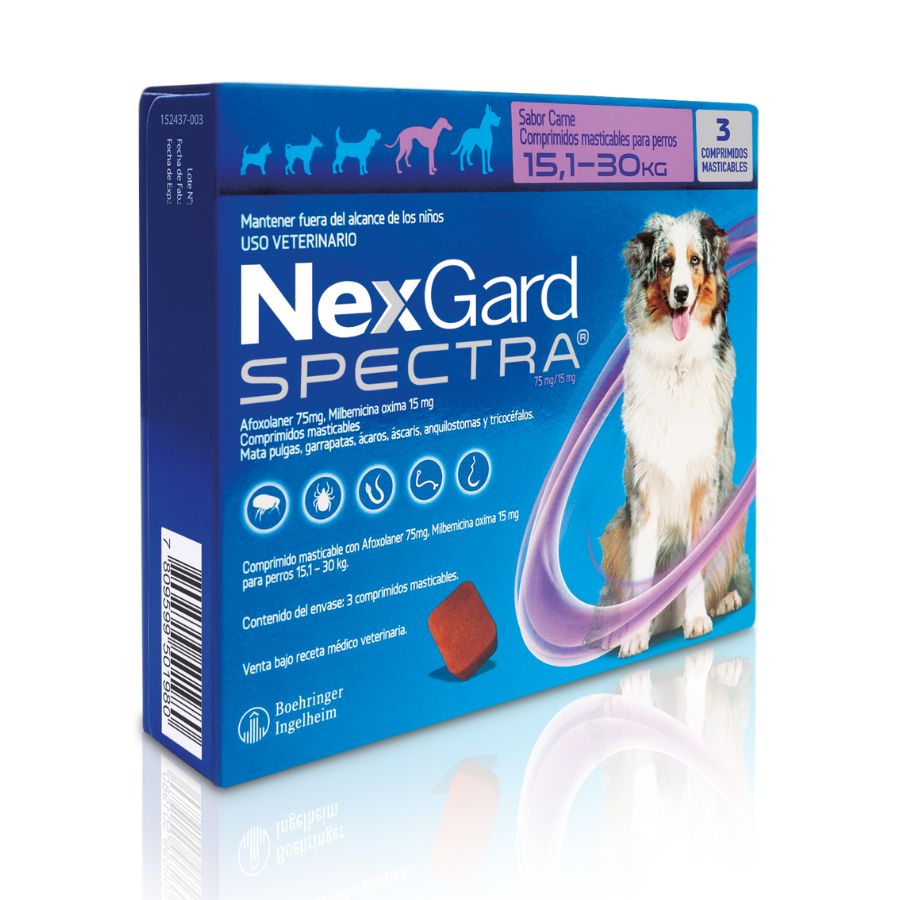 NEXGARD SPECTRA 15.1-30 KG X 3 COMPRIMIDOS MASTICABLES