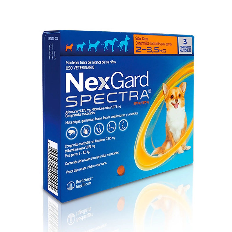 NEXGARD SPECTRA 2-3.5 KG X 3 COMPRIMIDOS MASTICABLES