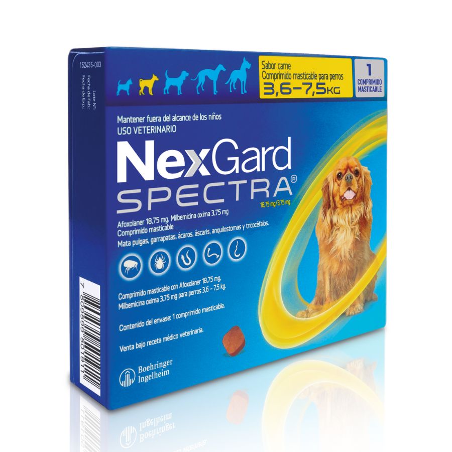 NEXGARD SPECTRA 3.6-7.5 KG X 1 COMPRIMIDO MASTICABLE