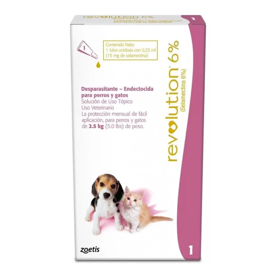 REVOLUTION 6% PIPETA GATO-PERRO-EXÓTICOS 0-2.5 KG 0.25 ML X 1 UNIDAD